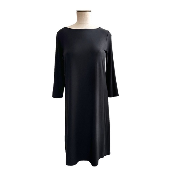 J. Jill Wearever Collection Essential 3/4 Sleeve T-Shirt Dress in Black XS - Picture 2 of 6